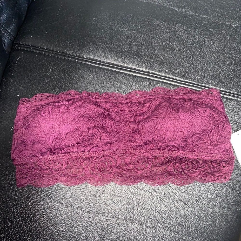 𝅺LACE bandeau-potent top in burgundy size Xl